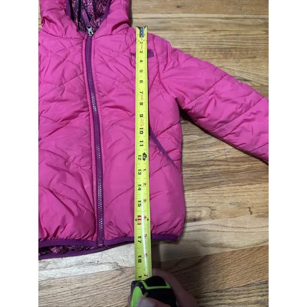 The North Face girls reversible Perrito Jacket Coat Pink Multi XS Winter Warm